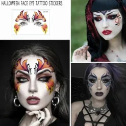 9-pack Ansikte Ögon Makeup Tatuering Klistermärken Vattentät Svart Spets Öga Ansikte Temporär Tatuering för Kvinnor Flickor Halloween Jul Maskeradfest | Fyndiq> Smink