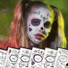 6-pack Dag för de döda Sockerkraniet Ansiktstemporär Tatuering Halloween Makeup Tatueringsdekaler för Halloween Maskeradfest> Smink