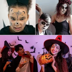 6-pack Dag för de döda Sockerkraniet Ansiktstemporär Tatuering Halloween Makeup Tatueringsdekaler för Halloween Maskeradfest> Smink