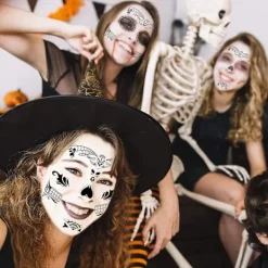 8-pack Dagen de Muertos sockerdödskalle ansikts-tatueringar - Tillfälliga tatueringar för Halloween-sminkning - Tatueringsdekaler för Halloween-maskeradfest | Fyndiq> Smink