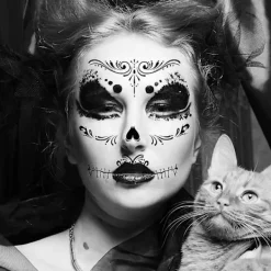 8-pack Dagen de Muertos sockerdödskalle ansikts-tatueringar - Tillfälliga tatueringar för Halloween-sminkning - Tatueringsdekaler för Halloween-maskeradfest | Fyndiq><noscript><img width=