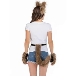 3-pack Djurdräkttillbehörssats Falsk Päls Kattunge Vargöron Hårclips Lång Svans Plyschhandskar Halloween Cosplay Rekvisita><noscript><img width=