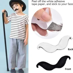 48-pack Falska Mustascher, Självhäftande Flerfärgade Mustascher för Fest, Maskerad, Halloween, Uppträdande> Tillbehör