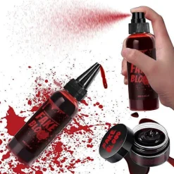 3-pack falskt blod rekvisita säker icke-irriterande sminkrekvisita för Halloween-festdekorationer><noscript><img width=