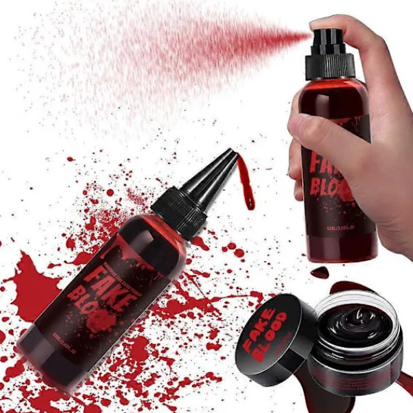 3-pack falskt blod rekvisita säker icke-irriterande sminkrekvisita för Halloween-festdekorationer> Smink