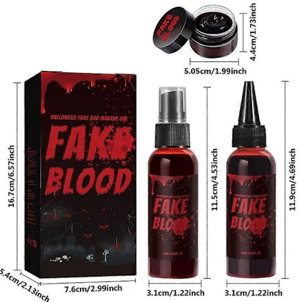 3-pack falskt blod rekvisita säker icke-irriterande sminkrekvisita för Halloween-festdekorationer> Smink