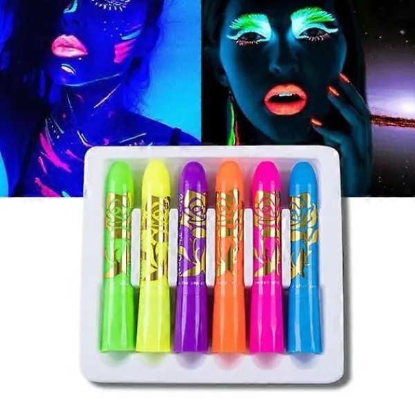 6-pack Glow-in-the-Dark Ansiktsmålning UV Neon Ansiktsmålning Crayonpennor> Smink