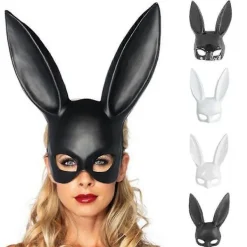 2-pack Halloween rekvisita maskerad cosplay kaninmask fest halv ansikte vuxen kanintjej> Masker