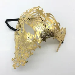 1-Pack Halloween Rekvisita Maskerad Halv Ansikte Herr Metall Diamant Järnmask Enögd Vuxen Guld Ihålig Ögonmask> Masker