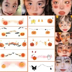 10-pack Halloween Temporära Tatueringar | Söta Spök- & Pumpa-designer för Barnkul*6*14*E (10 foton) E (10 foton)_max E (10 foton)[GKS] 6*14 | Fyndiq> Smink