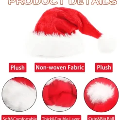 2-pack Julhatt för Vuxna Röd Fluffig Jultomtehatt för Vuxna Män Kvinnor Tonåringar><noscript><img width=