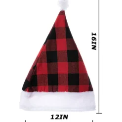 6-pack Jultomtehatt Rutig Tomtehatt Lyxig Plyschhatt för Juldräkt, Julfesttillbehör, Julbordsgåvor> Huvudbonader