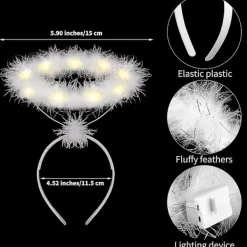 2-pack Ljushåriga Ängel Halo-Hårband LED Vita Fjäder Hårband Ängel Halo-Hårband för Jul> Tillbehör