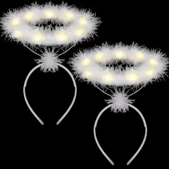 2-pack Ljusängel Halo Hårband LED Vitt Fjäderhårband Ängel Halo Hårband För Jul> Huvudbonader