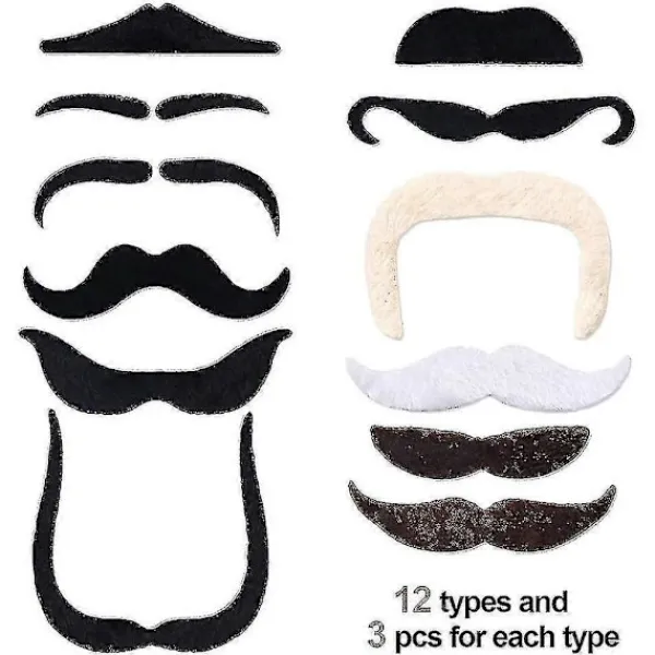 48-pack Nyhet Låtsasmustasch Självhäftande Mustascher För Maskerad> Tillbehör