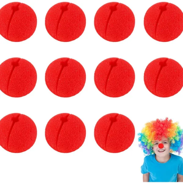 12-pck Röd Clownnäsor i Skum, Rolig Cosply-näsor för Komisk Kostymer> Tillbehör