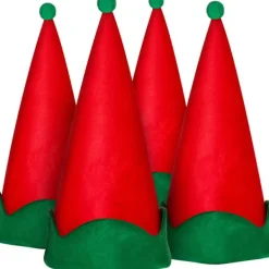 4-pack röda tomtehattar i filt, julhattar, jultomtehattar><noscript><img width=