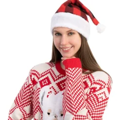 LBJ 6-pack rutiga tomteluvor, tillverkade av lyxigt plyschmaterial, perfekta för juldekorationer, festtillbehör och julklappar.><noscript><img width=