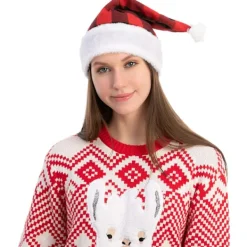 LBJ 6-pack rutiga tomteluvor, tillverkade av lyxigt plyschmaterial, perfekta för juldekorationer, festtillbehör och julklappar.><noscript><img width=