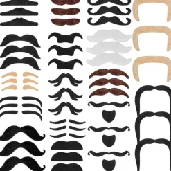 48-pack självhäftande lösmustascher för fester> Tillbehör