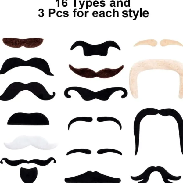 48-pack självhäftande lösmustascher för fester> Tillbehör
