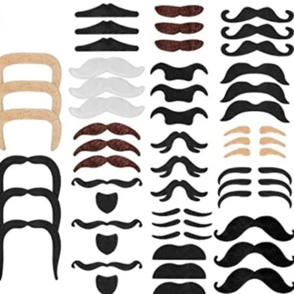 48-pack självhäftande lösmustascher för fester> Tillbehör