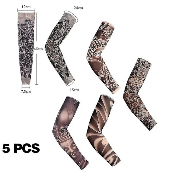 5-pack Tattoo Sleeves Fake Temporära Tatueringar Arm Sleeves Arm Sun Protection Covers Kompatibel Karneval Maskerad> Smink