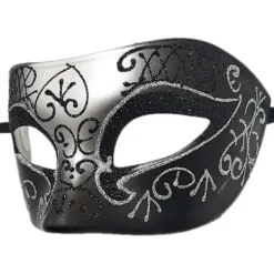 Par av Maskerad Mask Metall Järn Fjäril Bal Mask (Silver Svart) 2 Sty><noscript><img width=
