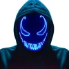Paris_LED-mask för Halloween, Purge-mask med 3 ljuslägen, Lysande Halloween-mask för män, kvinnor och barn, blå> Masker