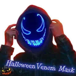 Paris_LED-mask för Halloween, Purge-mask med 3 ljuslägen, Lysande Halloween-mask för män, kvinnor och barn, blå><noscript><img width=