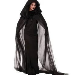 Party Dam Anime Cosplay Halloween Häxkappa Kostym Svart W Kappdräkt M> Dräkter