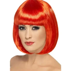 Partyrama Kort Peruk med Lugg, One Size, One Size> Peruker