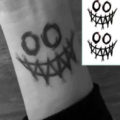 1pcs Black Clown Temporary Tattoo Women Men Body Art Arm Waist Rose Water Transfer Fake Tattoo Stickers Waterproof Finger Tatoo Witch> Smink