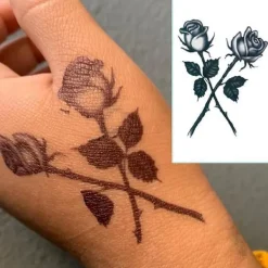 1pcs Black Clown Temporary Tattoo Women Men Body Art Arm Waist Rose Water Transfer Fake Tattoo Stickers Waterproof Finger Tatoo Witch><noscript><img width=