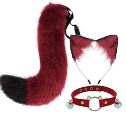 3pcs Cosplay Cat Cute Ears Headband Furry Fox Tail Bell Neck Choker Set Toys -a> Tillbehör