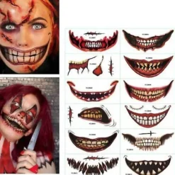 1/12pcs Halloween Prank Makeup Temporary Tattoo Tattoo stickers 05> Smink