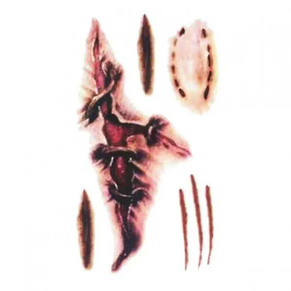 4pcs Halloween Scar Tattoo Sticker> Smink