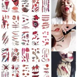 30pcs Halloween Scars Horror Tattoo Stickers Makeup Props> Smink