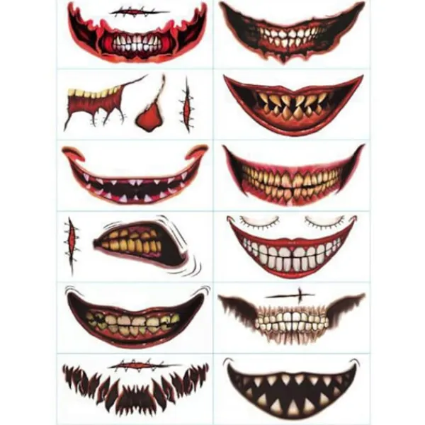 12pcs Tattoos Stickers For Halloween Special Style Party Prank> Smink