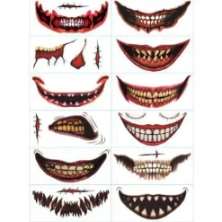 12pcs Tattoos Stickers For Halloween Special Style Party Prank> Smink