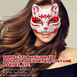 PCS Therian masker Vit katt masker Blank DIY Halloween mask Djur, Katt mask> Masker