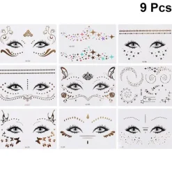 18pcs Waterproof Gold Face Stickers Delicate Masquerade Body Decal Stickers Creative Temporary Tattoos (vs-011,vs-016,vs-019,vs-020,vs-021,vs-022,vs-0 | Fyndiq><noscript><img width=
