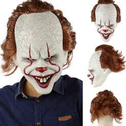 Pennywise It Clown Mask Deluxe Latex Över Huvud Halloween Skräck Clown Mask Zf0401> Masker