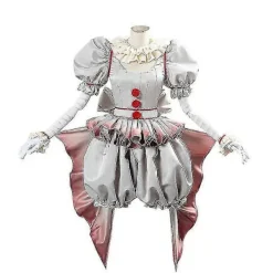 Pennywise Kostym Skräck Pennywise Kostymdräkt Kompatibel med Kvinnor Flickor Outfit-FA- S> Dräkter