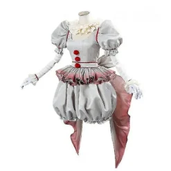 Pennywise Kostym Skräck Pennywise Kostymdräkt Kompatibel med Kvinnor Flickor Outfit-FA- S><noscript><img width=