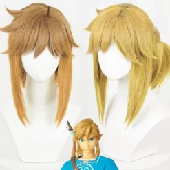 peruk Anime Link Cosplay Kort Peruk med Alvöron (gul)><noscript><img width=