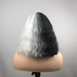 Peruk dam cos Svart och vit häxa Cruella högtemperatursilke><noscript><img width=