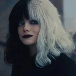 Peruk dam cos Svart och vit häxa Cruella högtemperatursilke><noscript><img width=