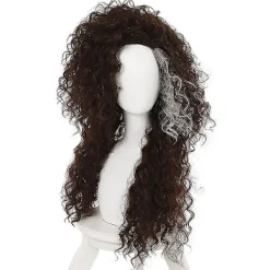 Peruk för Bellatrix Lestrange, Lång Brun Blandad Vågig, Värmebeständig Cosplay Kostym Peruk + Perukhuva><noscript><img width=