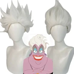 Peruk för Ursula Cosplay, Vit Kort Hår för Vuxna Kvinnor Män Halloween Kostym Rekvisita Cosplay Rollspel Peruker> Peruker